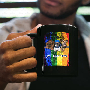 Personalized Dog Gift Idea - Angry Dog, Blue Helmet Dog And Mowing Dog For Dog Lovers - Black Mug